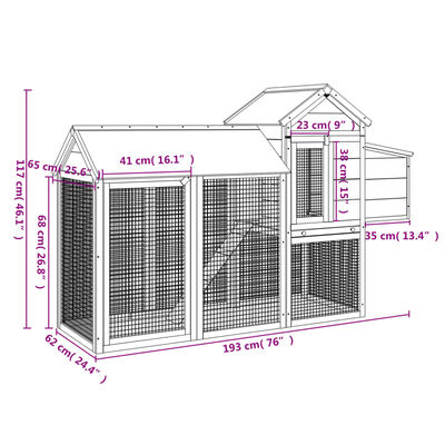 vidaXL Κοτέτσι Μόκα 193 x 65 x 117 εκ. από Μασίφ Ξύλο Πεύκου