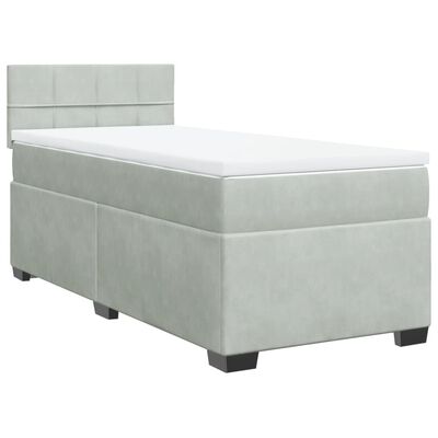 vidaXL Κρεβάτι Boxspring με Στρώμα Ανοιχτό Γκρι 80x200 εκ. Βελούδινο