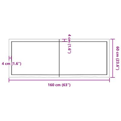 vidaXL Πάγκος Μπάνιου 160x60x(2-4) εκ. από Ακατέργαστο Μασίφ Ξύλο