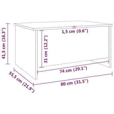 vidaXL Τραπεζάκι Σαλονιού Λευκό 80x55,5x41,5 εκ. Επεξεργ. Ξύλο