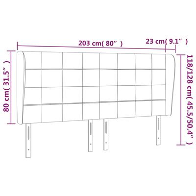 vidaXL Κεφαλάρι με Πτερύγια Μαύρο203x23x118/128 εκ. Υφασμάτινο