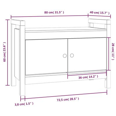 vidaXL Παγκάκι Χολ Λευκό 80x40x60 εκ. από Μασίφ Ξύλο Πεύκου