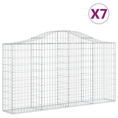 vidaXL Συρματοκιβώτια Τοξωτά 7 τεμ. 200x30x100/120 εκ. Γαλβαν. Ατσάλι