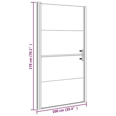 vidaXL Πόρτα Ντουζιέρας Μαύρη με Αμμοβολή 100x178 εκ. από Ψημένο Γυαλί