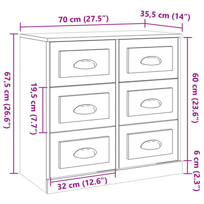 vidaXL Μπουφές Sonoma Δρυς 70x35,5x67,5 εκ. από Επεξεργασμένο Ξύλο