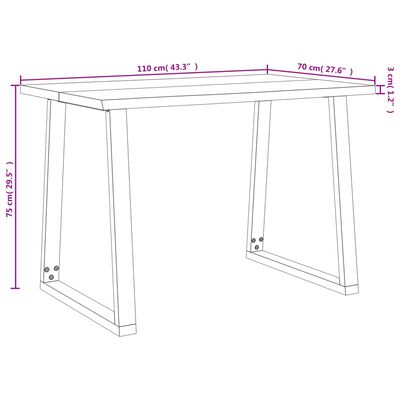 vidaXL Τραπεζαρία με Live Edge 110x70x75 εκ. από Μασίφ Ξύλο Ακακίας