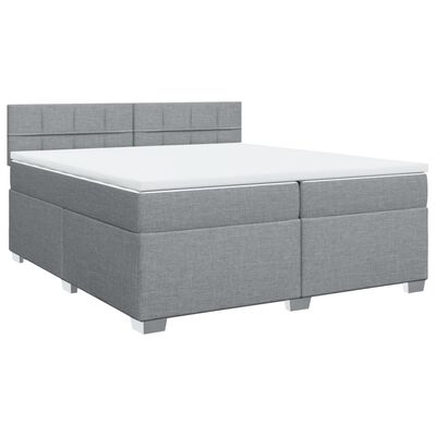 vidaXL Κρεβάτι Boxspring με Στρώμα Ανοιχτό Γκρι 200x200 εκ. Υφασμάτινο