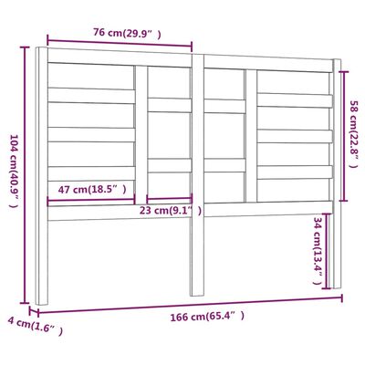 vidaXL Κεφαλάρι Κρεβατιού Μελί 166 x 4 x 104 εκ. από Μασίφ Ξύλο Πεύκου