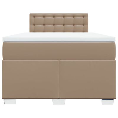 vidaXL Κρεβάτι Boxspring με Στρώμα Καπουτσίνο 120x200εκ.από Συνθ.Δέρμα