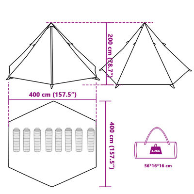 vidaXL Σκηνή Οικογενειακή Tipi 8 Ατόμων Αδιάβροχη Μπλε