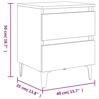 vidaXL Κομοδίνα 2 τεμ. Γκρι Σκυροδέμ. 40 x 35 x 50 εκ. από Επεξ. Ξύλο