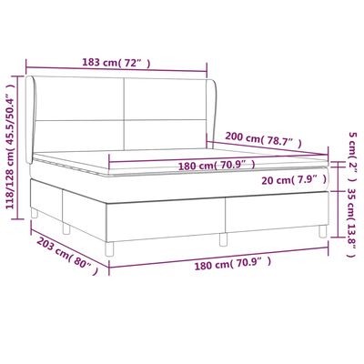 vidaXL Κρεβάτι Boxspring με Στρώμα Καπουτσίνο 180x200 εκ. Συνθ. Δέρμα