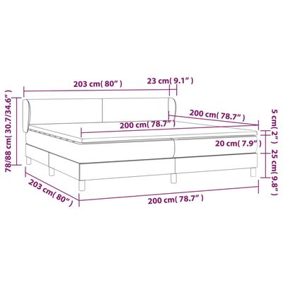 vidaXL Κρεβάτι Boxspring με Στρώμα Μαύρο 200x200 εκ. Υφασμάτινο