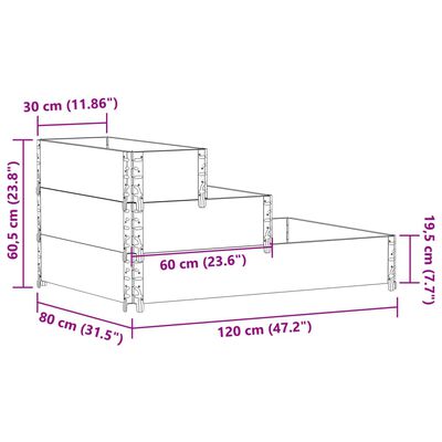 vidaXL Ζαρντινιέρα Υπερυψωμένη 3 Επιπέδων 120x80 εκ. Μασίφ Ξύλο Πεύκου