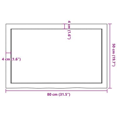 vidaXL Πάγκος Μπάνιου Σκούρο Καφέ 80x50x(2-6) εκ. Επεξεργ. Μασίφ Ξύλο