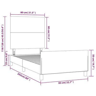 vidaXL Πλαίσιο Κρεβατιού με Κεφαλάρι Γκρι 80x200 εκ. Συνθετικό Δέρμα