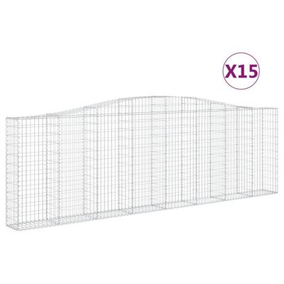 vidaXL Συρματοκιβώτια Τοξωτά 15 τεμ. 400x30x120/140 εκ. Γαλβαν. Ατσάλι