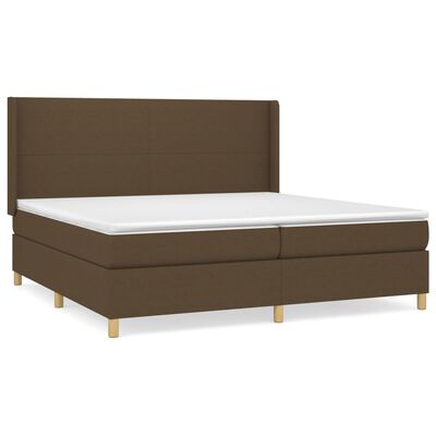 vidaXL Κρεβάτι Boxspring με Στρώμα Σκούρο Καφέ 200x200 εκ. Υφασμάτινο