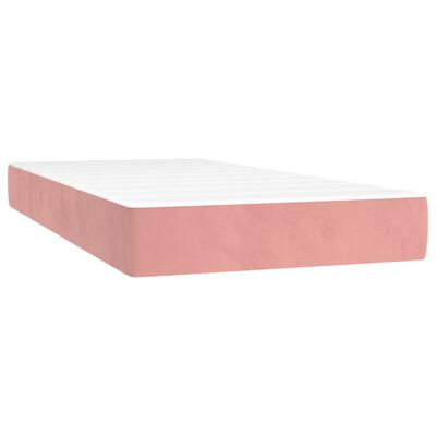 vidaXL Κρεβάτι Boxspring με Στρώμα Ροζ 90x190 εκ. Βελούδινο