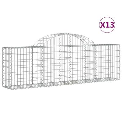 vidaXL Συρματοκιβώτια Τοξωτά 13 τεμ. 200x30x60/80 εκ. Γαλβαν. Ατσάλι