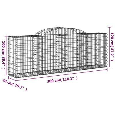 vidaXL Συρματοκιβώτια Τοξωτά 25 τεμ. 300x50x100/120 εκ. Γαλβαν. Ατσάλι