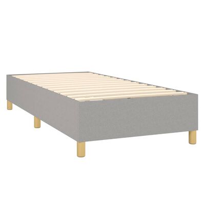 vidaXL Κρεβάτι Boxspring με Στρώμα Ανοιχτό Γκρι 90x190 εκ. Υφασμάτινο