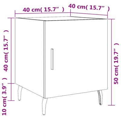 vidaXL Κομοδίνο Γκρι Sonoma 40 x 40 x 50 εκ. από Επεξεργασμένο Ξύλο