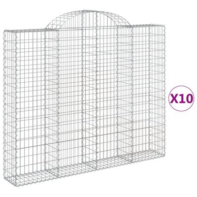 vidaXL Συρματοκιβώτια Τοξωτά 10 τεμ. 200x30x160/180 εκ. Γαλβαν. Ατσάλι