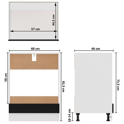 vidaXL Ντουλάπι για Φούρνο Μαύρο 60x46x81,5 εκ. Επεξ. Ξύλο