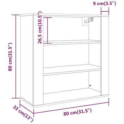 vidaXL Ντουλάπι Τοίχου Sonoma Δρυς 80x33x80 εκ. Επεξεργασμένο Ξύλο