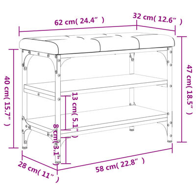 vidaXL Παπουτσοθήκη Sonoma Δρυς 62x32x47 εκ. από Επεξεργασμένο Ξύλο