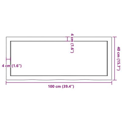 vidaXL Επιφ Τραπεζιού Αν Καφέ 100x40x(2-4)εκ. Επεξ. Μασίφ Ξύλο Δρυός