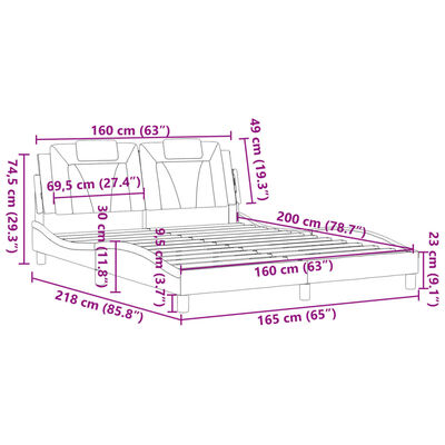 vidaXL Πλαίσιο Κρεβατιού με Κεφαλάρι Λευκό 160x200 εκ. Συνθετικό Δέρμα