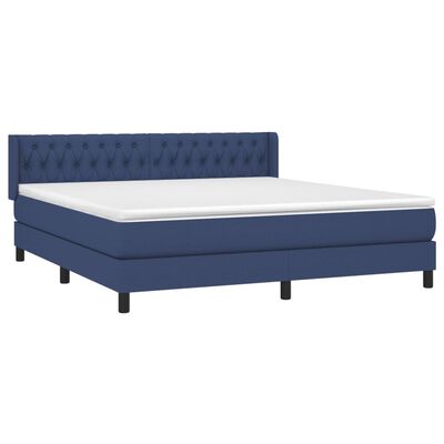 vidaXL Κρεβάτι Boxspring με Στρώμα Μπλε 180x200 εκ. Υφασμάτινο