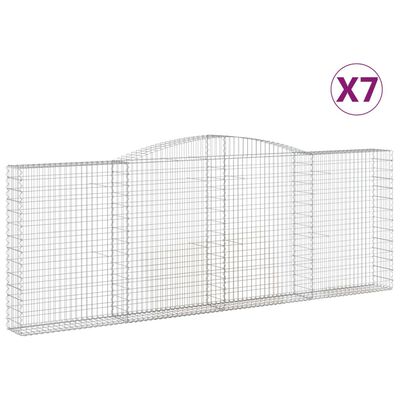 vidaXL Συρματοκιβώτια Τοξωτά 7 τεμ. 400x30x140/160 εκ. Γαλβαν. Ατσάλι