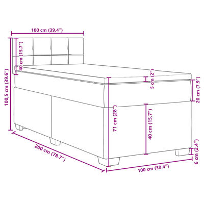 vidaXL Κρεβάτι Boxspring με Στρώμα Taupe 100 x 200 εκ. Υφασμάτινο