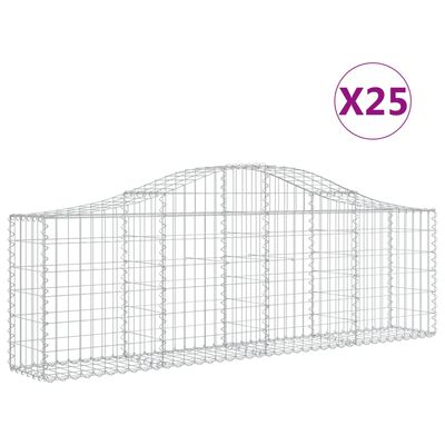 vidaXL Συρματοκιβώτια Τοξωτά 25 τεμ. 200x30x60/80 εκ. Γαλβαν. Ατσάλι