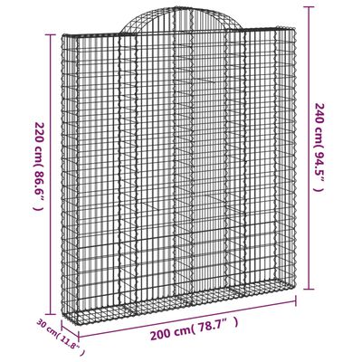 vidaXL Συρματοκιβώτια Τοξωτά 3 τεμ. 200x30x220/240 εκ. Γαλβαν. Ατσάλι