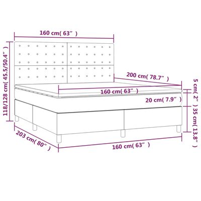 vidaXL Κρεβάτι Boxspring με Στρώμα Καπουτσίνο 160x200εκ.από Συνθ.Δέρμα