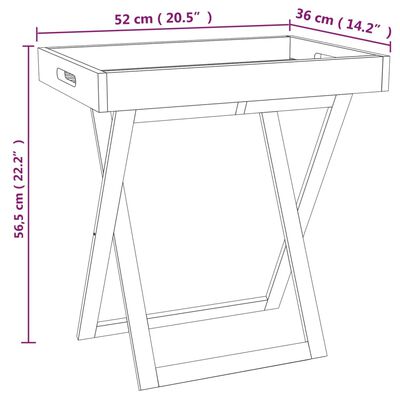 vidaXL Τραπέζι Δίσκος Πτυσσόμενο 52x36x56,5 εκ. Μασίφ Ξύλο Καρυδιάς