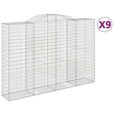 vidaXL Συρματοκιβώτια Τοξωτά 9 τεμ. 300x50x200/220 εκ. Γαλβαν. Ατσάλι