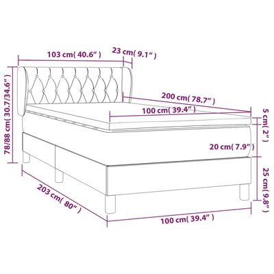 vidaXL Κρεβάτι Boxspring με Στρώμα Ροζ 100x200 εκ. Βελούδινο