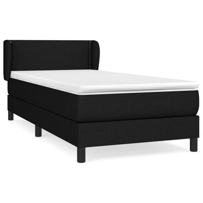 vidaXL Κρεβάτι Boxspring με Στρώμα Μαύρο 80 x 200 εκ. Υφασμάτινο