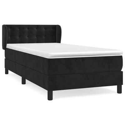 vidaXL Κρεβάτι Boxspring με Στρώμα Μαύρο 80 x 200 εκ. Βελούδινο