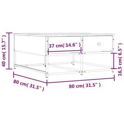 vidaXL Τραπεζάκι Σαλονιού Sonoma Δρυς 80x80x40 εκ. Επεξεργασμένο Ξύλο