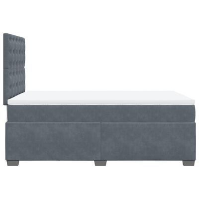 vidaXL Κρεβάτι Boxspring με Στρώμα Σκούρο Γκρι 120x200 εκ. Βελούδινο