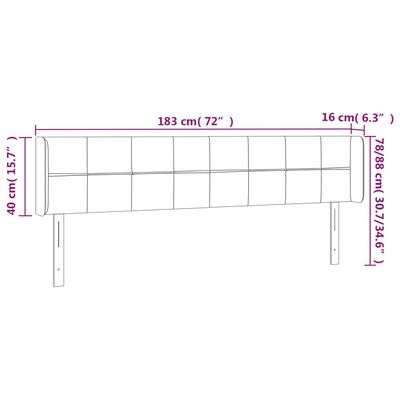 vidaXL Κεφαλάρι Κρεβατιού LED Μαύρο 183x16x78/88 εκ. Βελούδινο