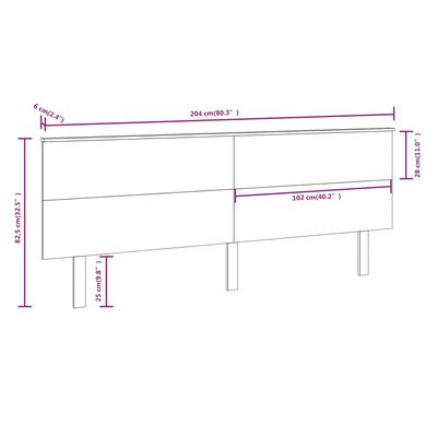 vidaXL Κεφαλάρι Κρεβατιού Μαύρο 204x6x82,5 εκ. Μασίφ Ξύλο Πεύκου