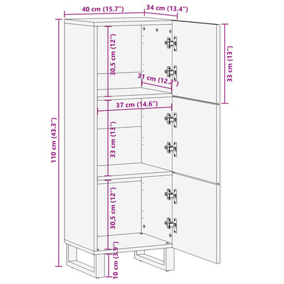 vidaXL Ντουλάπι 40 x 34 x 110 εκ. από Μασίφ Ξύλο Ακακίας