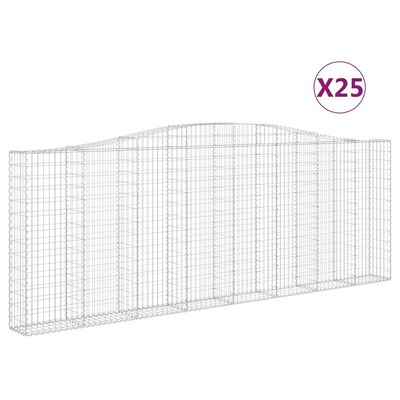 vidaXL Συρματοκιβώτια Τοξωτά 25 τεμ. 400x30x140/160 εκ. Γαλβαν. Ατσάλι